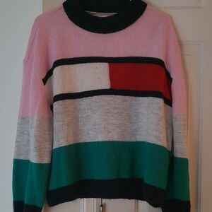 Tommy Hilfiger Pink and Green Color Block Sweater